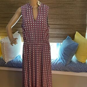 Pink, White & Blue Midi Dress - New